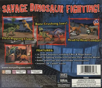 Warpath - Jurassic Park (US) box cover back